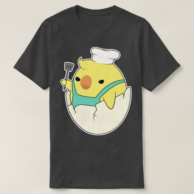 Chick as Cook with Chefs hat Spatula T-Shirt (Design Front)