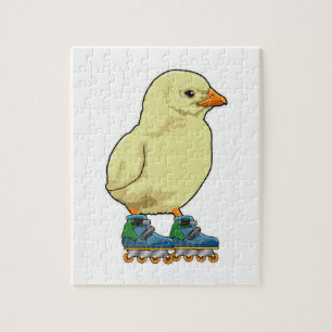 Chick as Inline skater with Inline skates Jigsaw Puzzle