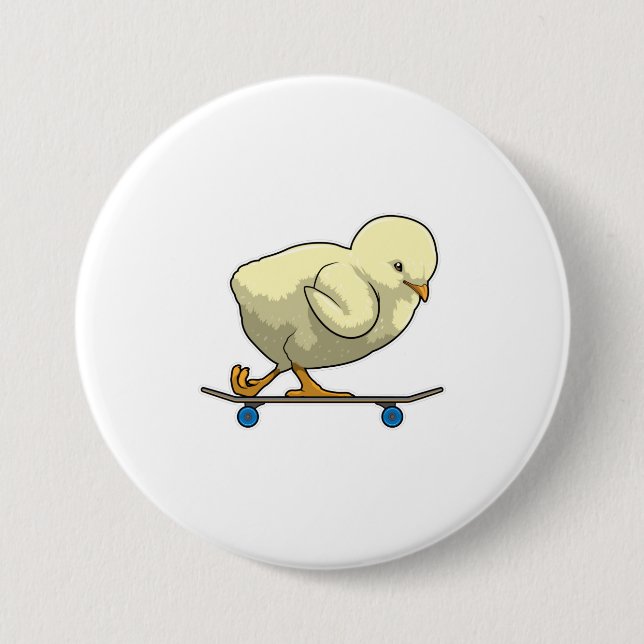 Chick as Skater with Skateboard 7.5 Cm Round Badge (Front)