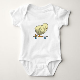 Chick as Skater with Skateboard Baby Bodysuit