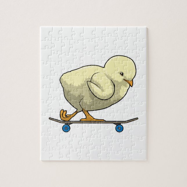 Chick as Skater with Skateboard Jigsaw Puzzle (Vertical)