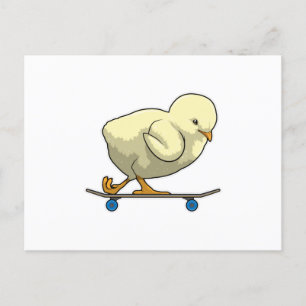 Chick as Skater with Skateboard Postcard