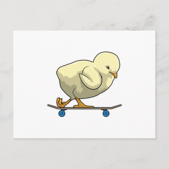 Chick as Skater with Skateboard Postcard (Front)