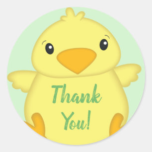 Chick Baby Shower Green Classic Round Sticker