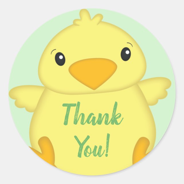 Chick Baby Shower Green Classic Round Sticker (Front)
