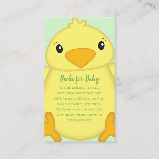 Chick Baby Shower Green Enclosure Card (Front)