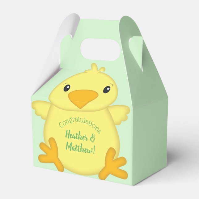 Chick Baby Shower Green Favour Box (Front Side)