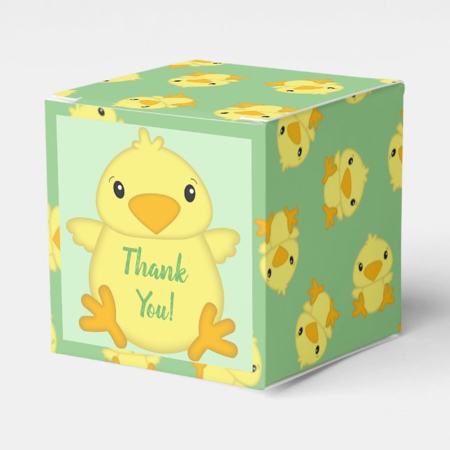 Chick Baby Shower Green Favour Box (Front Side)