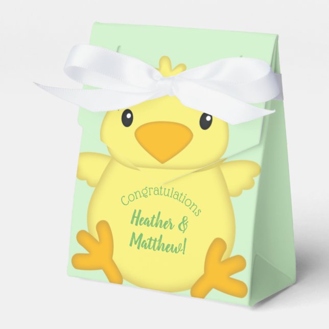 Chick Baby Shower Green Favour Box (Front Side)