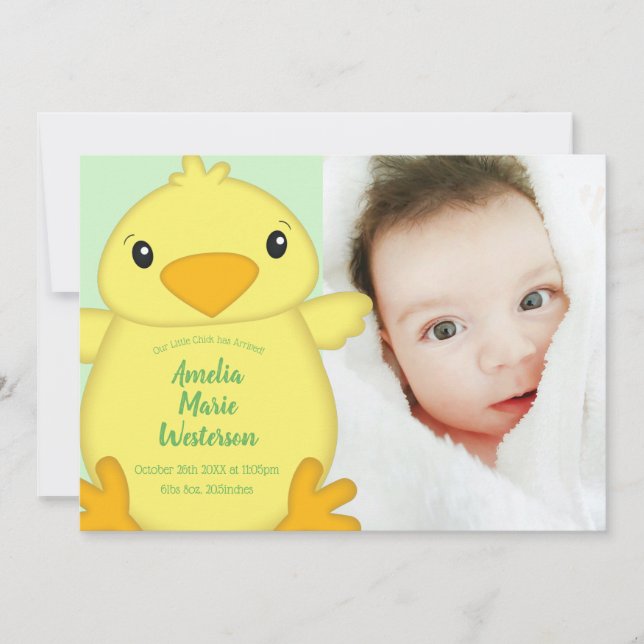 Chick Baby Shower Green Invitation (Front)