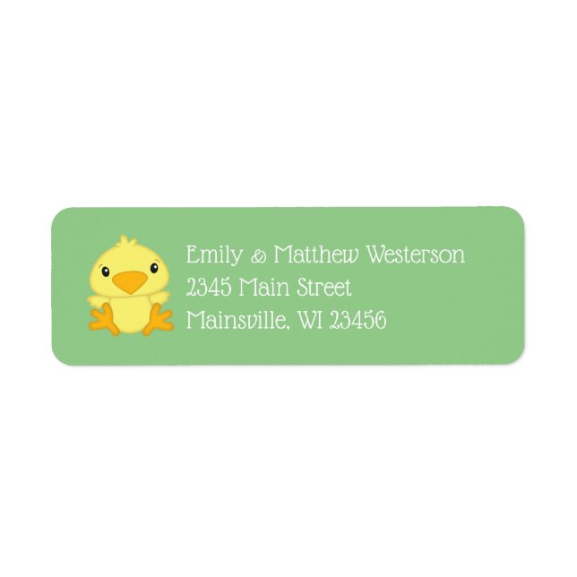 Chick Baby Shower Green Return Address Label (Front)