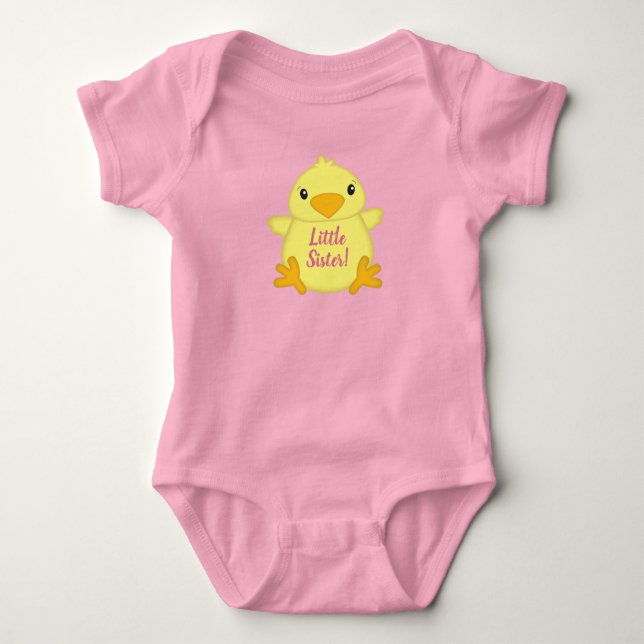Chick Baby Shower Pink Bodysuit (Front)
