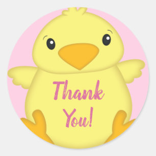 Chick Baby Shower Pink Classic Round Sticker