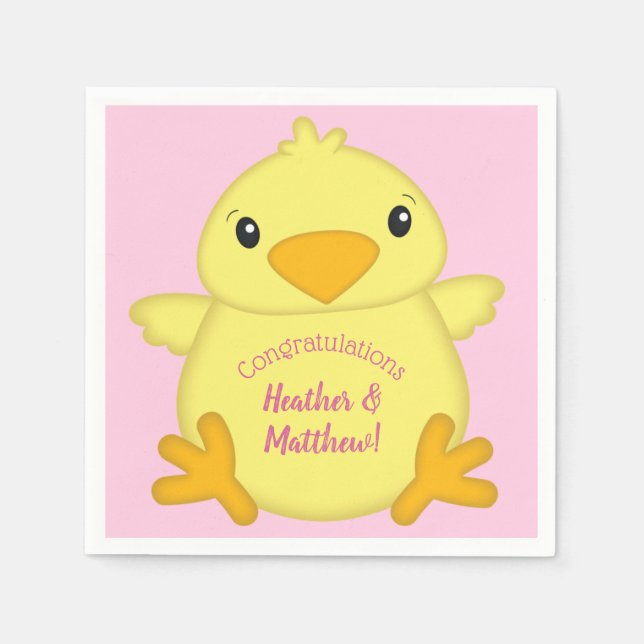 Chick Baby Shower Pink Napkin (Front)