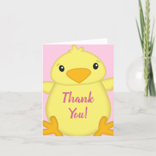 Chick Baby Shower Pink Thank You Card