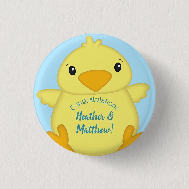 Chick Baby Shower Spring Blue 3 Cm Round Badge (Front)