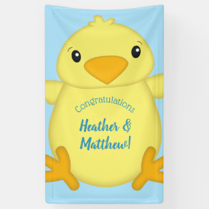 Chick Baby Shower Spring Blue Banner