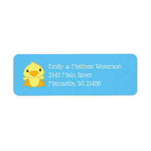 Chick Baby Shower Spring Blue Return Address Label