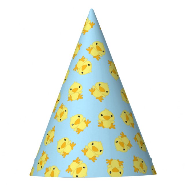 Chick Birthday Party Blue Party Hat (Front)