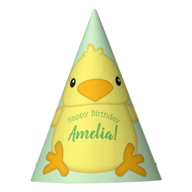Chick Birthday Party Green Hat (Front)