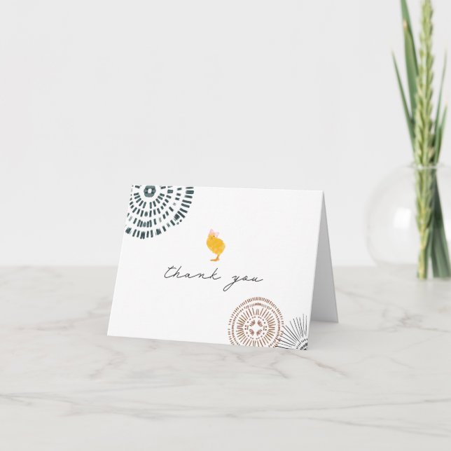 Chick Bow Thank You Card (Front)