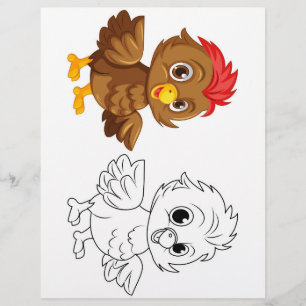 Chick Cartoon doodle colouring page