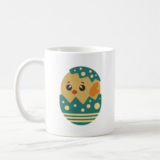 Chick Coming Out of an Colourful Egg Coffee Mug (Left)