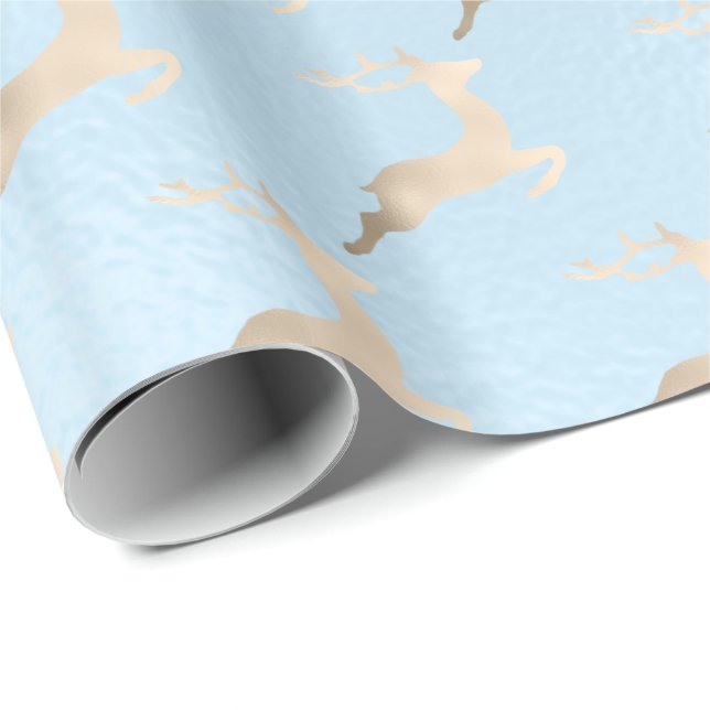 Chick Copper Rose Gold Christmas reindeer pattern Wrapping Paper (Roll Corner)