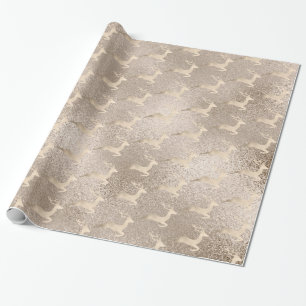 Chick Copper Rose Gold Christmas reindeer pattern Wrapping Paper