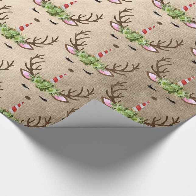 Chick copper rose gold unicorn reindeer pattern wrapping paper (Corner)