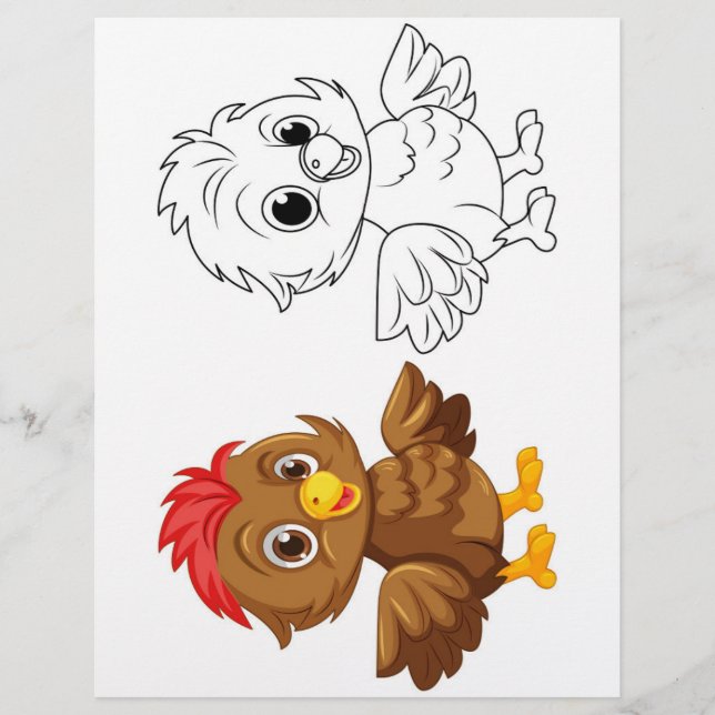 Chick doodle colouring page (Front)