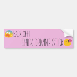 Chick Driving Stick Bumper Sticker