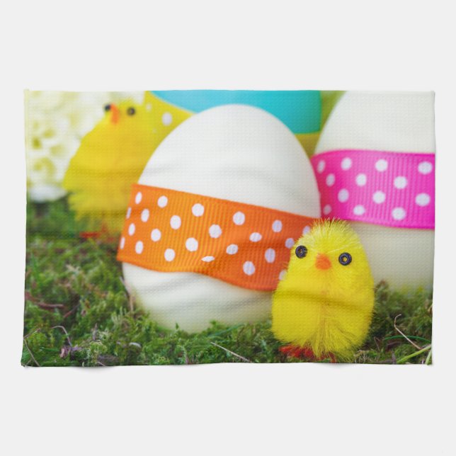 chick easter egg hunt tea towel (Horizontal)