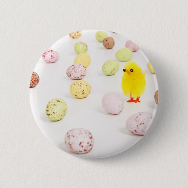 chick eggs easter 6 cm round badge (Front)