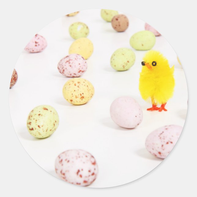 chick eggs easter classic round sticker (Front)