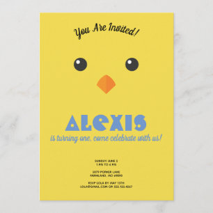 Chick Face Birthday Party Photo Invite