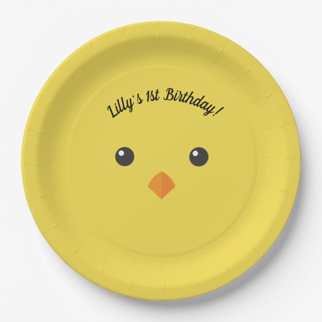 Chick Face Paper Plate (Front)