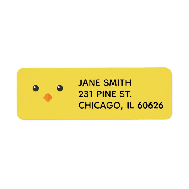 Chick Face Return Address Label (Front)