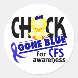 Chick Gone Blue For CFS Chronic Fatigue Syndrome 2 Classic Round Sticker