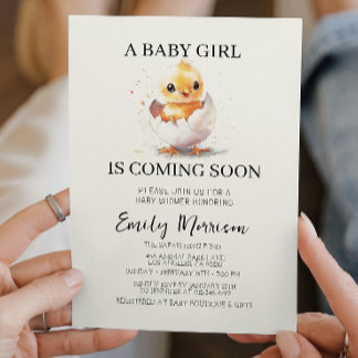 Chick Hatching From Egg Baby Shower Invitation