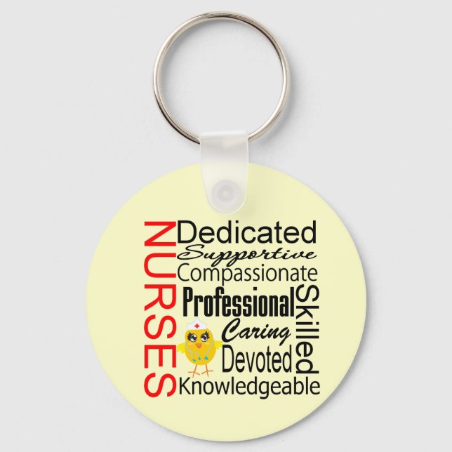 Chick Humour - Nurses Recognition Collage Key Ring (Front)