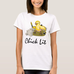Chick Lit Writer with Paper and Feather Quill T-Shirt