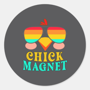 Chick Magnet Cute Easter Egg Hunting Spring Out _1 Classic Round Sticker