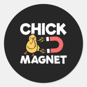 Chick Magnet Easter Chicks Joke Fun Chicken Pun Classic Round Sticker