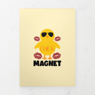 Chick Magnet Kisses Spring Happy Easter Funny Tri-Fold Holiday Card