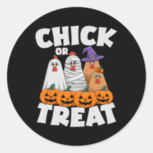 Chick Or Treat Apparel Halloween Funny Chicken Mat Classic Round Sticker