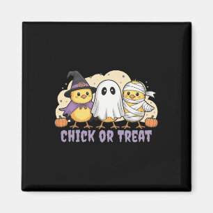 Chick Or Treat Chicken Witch Halloween Costume Men Magnet