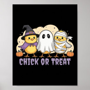 Chick Or Treat Chicken Witch Halloween Costume Men Poster