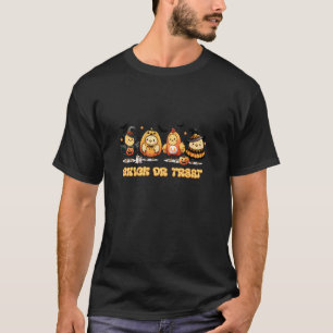 Chick Or Treat Chicks In Halloween Costumes funny T-Shirt
