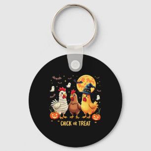 Chick Or Treat Cute Chicken Halloween Humour Key Ring